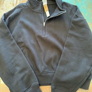 PINK Victoria's Secret Black Quarter-Zip Pullover Sweatshirt